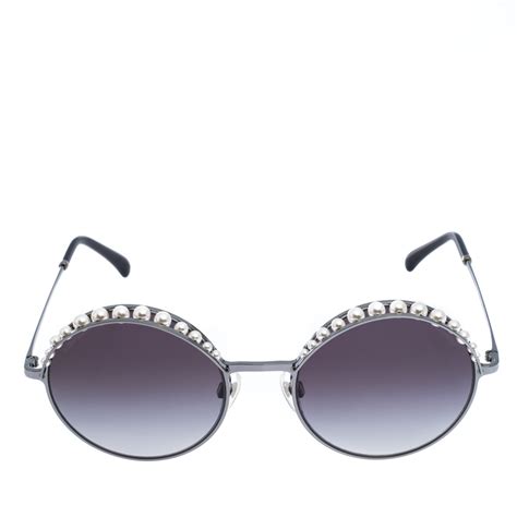 chanel sunglasses pearl round|Chanel knockoff sunglasses with pearls.